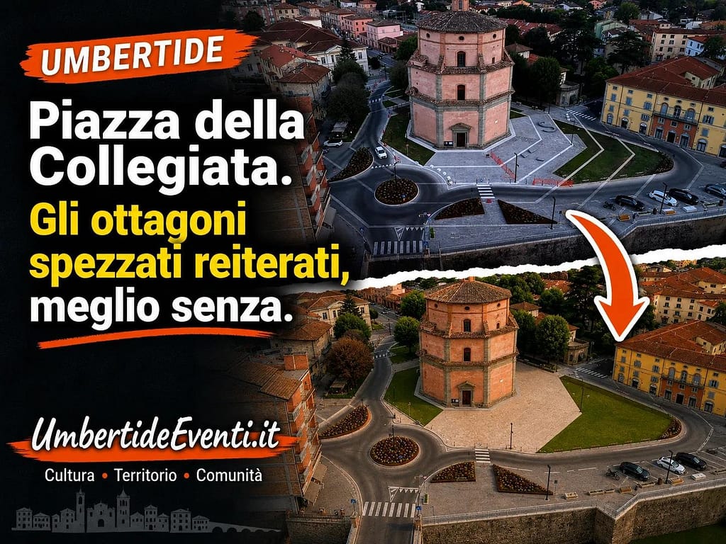 Piazza Mazzini Collegiata Umbertide grafica caotica - Umbertide Eventi
