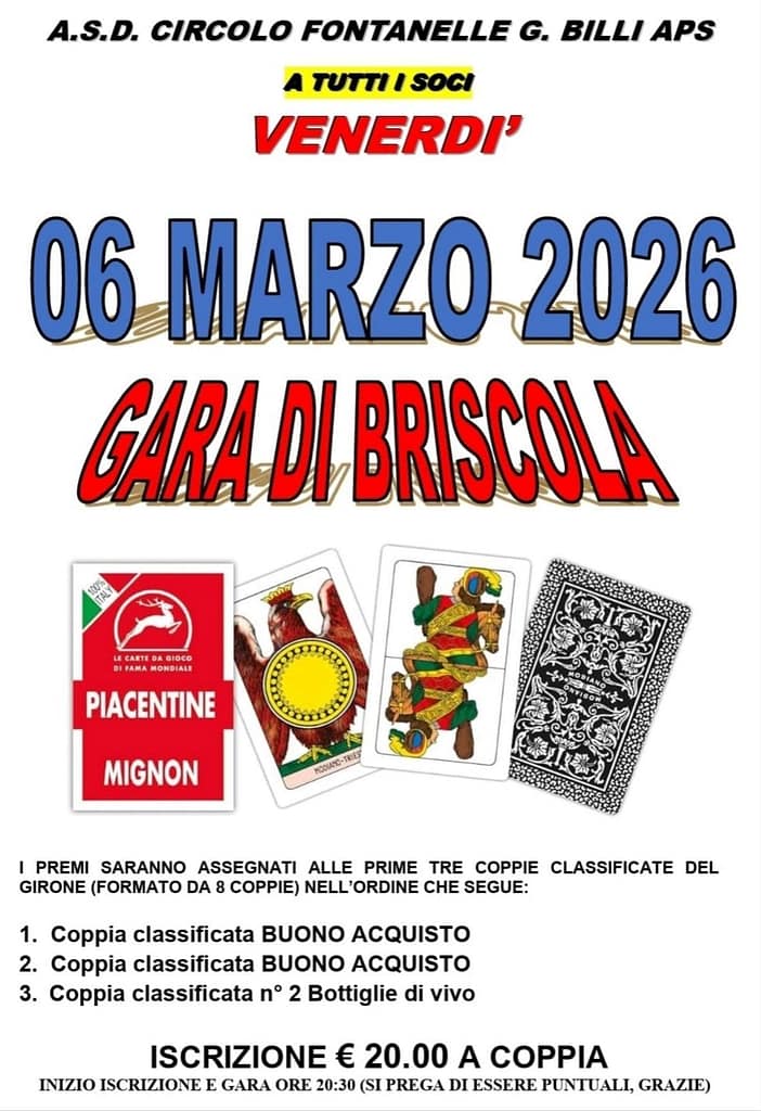 Gara Briscola Fontanelle Umbertide marzo 2026 - UmbertidEEventi.it