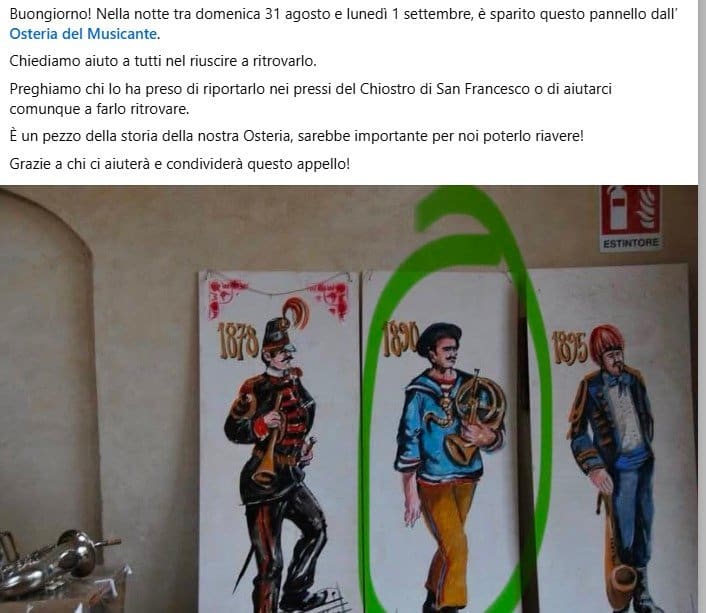 Appello ricerca pannello Osteria del Musicante Umbertide → UmbertideEventi.it